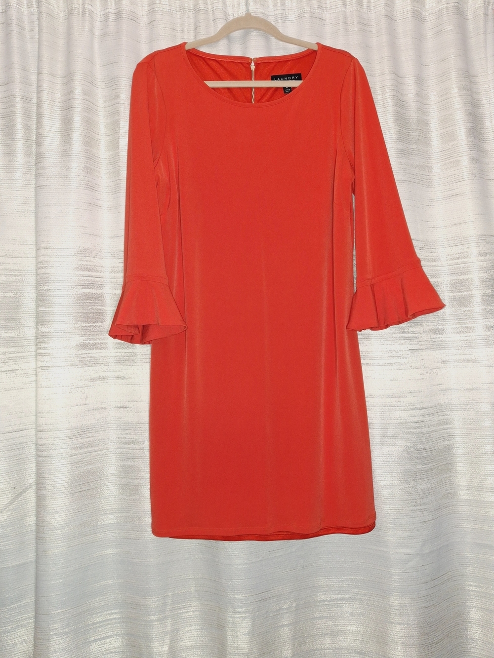 Laundry By Shelli Segal Medium Red Ruffle Sleeve Shift Dress